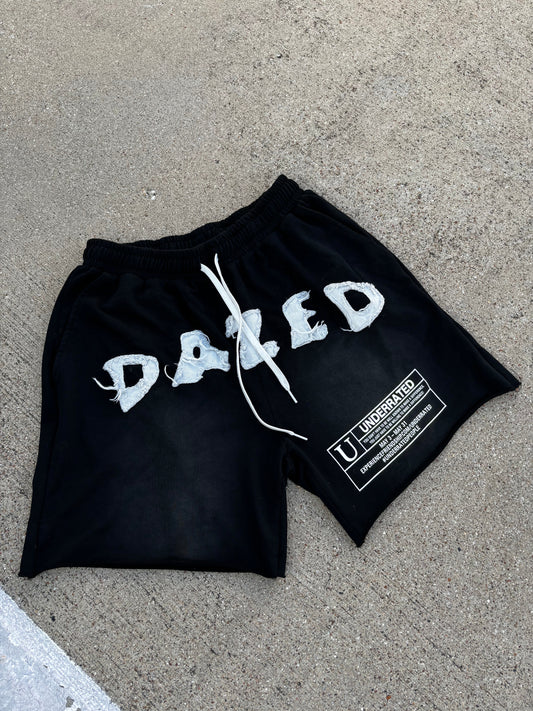 dazed black 'acid wash' shorts